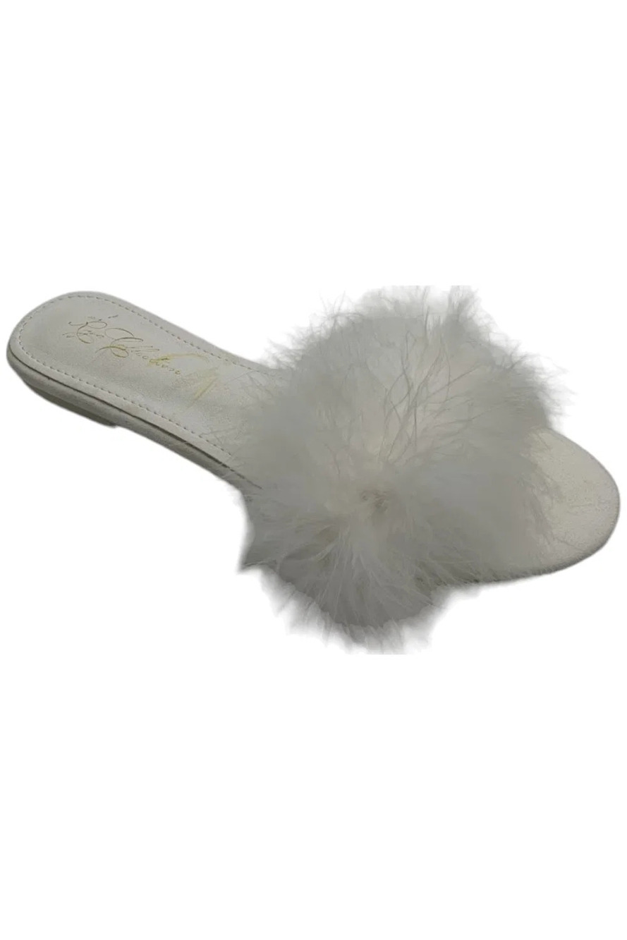 Rya Collection Women's Feather Leather Slipper Sandals Ivory -